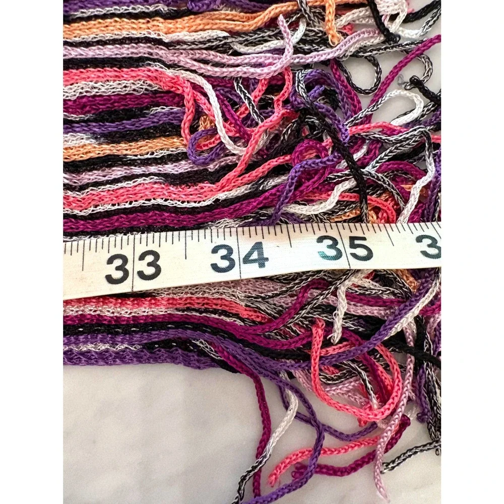 Missoni Brown Label Foulard Space Dye Stripe Fringe Scarf Purple Pink Italy 68